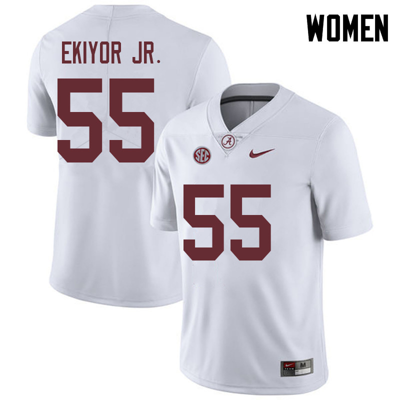 Alabama Crimson Tide Women's Emil Ekiyor Jr. #55 White NCAA Nike Authentic Stitched 2018 College Football Jersey BJ16F80VD